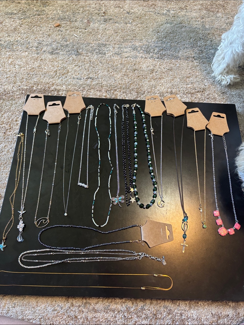 16ct Assorted Women's Silver and Green dainty Necklace Collection